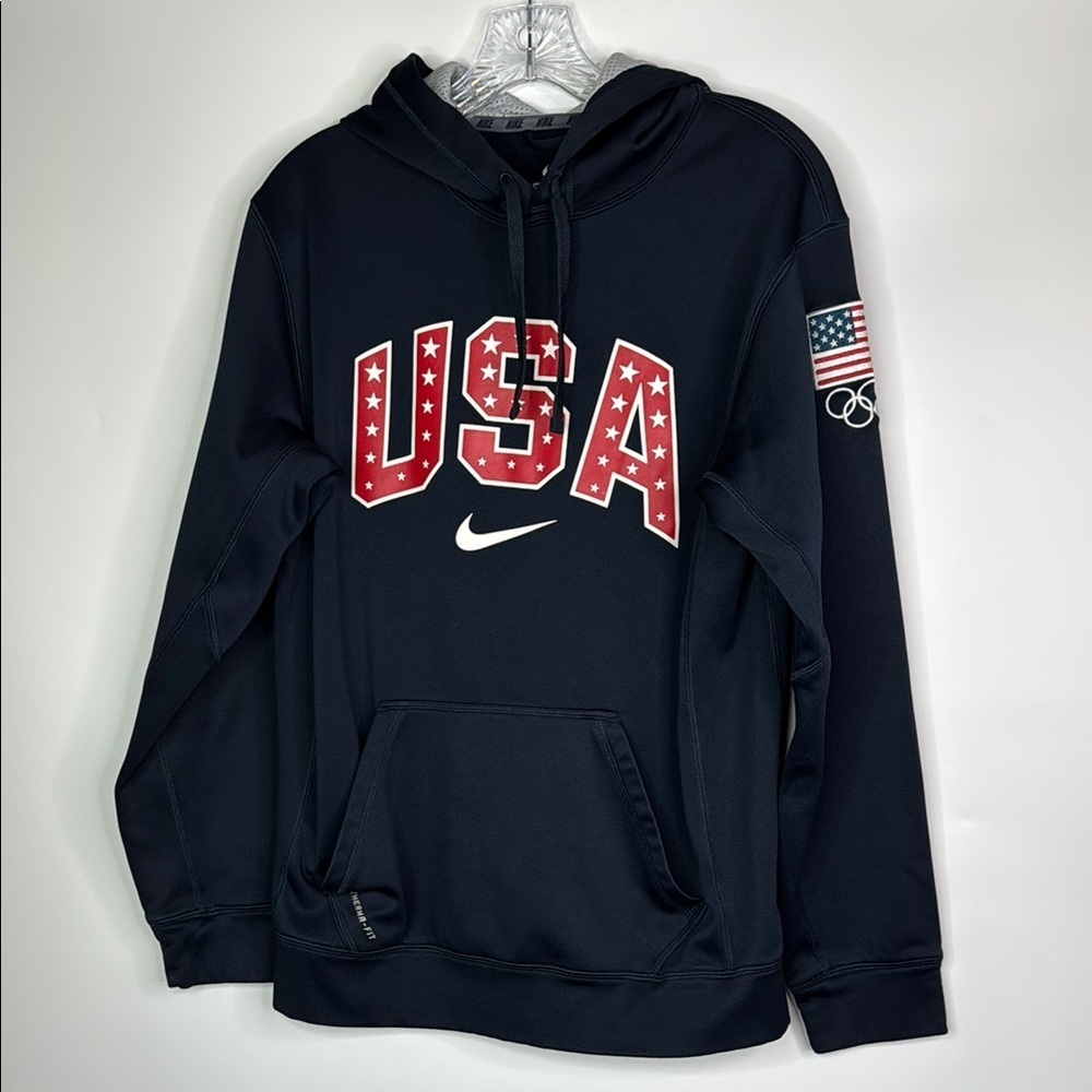 Nike Therma Fit Team USA Black Hooded Sweatshirt Size Small